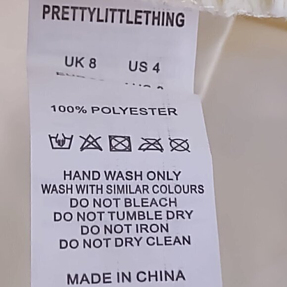 Pretty Little Thing Cream Ruched Cosert Detailed Bardot Bodycon Dress Sz 4 (NWT) - Picture 11 of 11